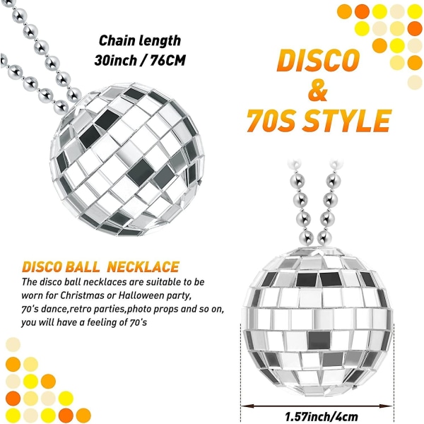 12-delers speil Disco Ball Costume Halskjeder 70-talls Disco Party Halskjeder For Party Favor (yu-b)