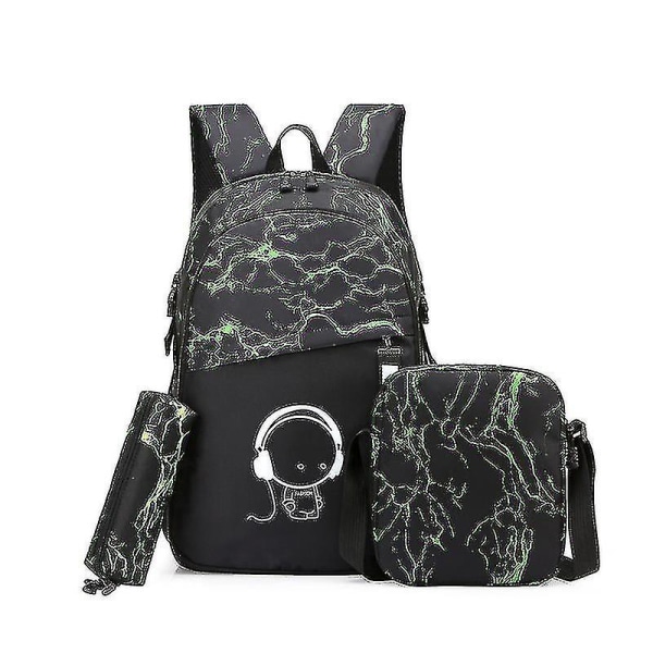 Ny stil rygsæk mandlig skoletaske Tredelt slidstærk computertaske Lysende skoletaske Setgreen-3