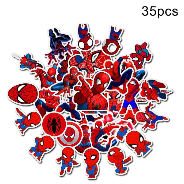 35Pcs Spiderman Removable Waterproof PVC Stickers Decal DIY Luggage Fridge Decor