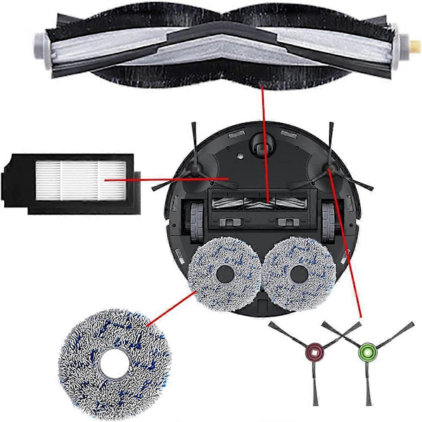 Ecovacs X1 Plus -robotti-imurin varaosat: Sivuharja, HEPA-suodatin, moppi, pölypussi