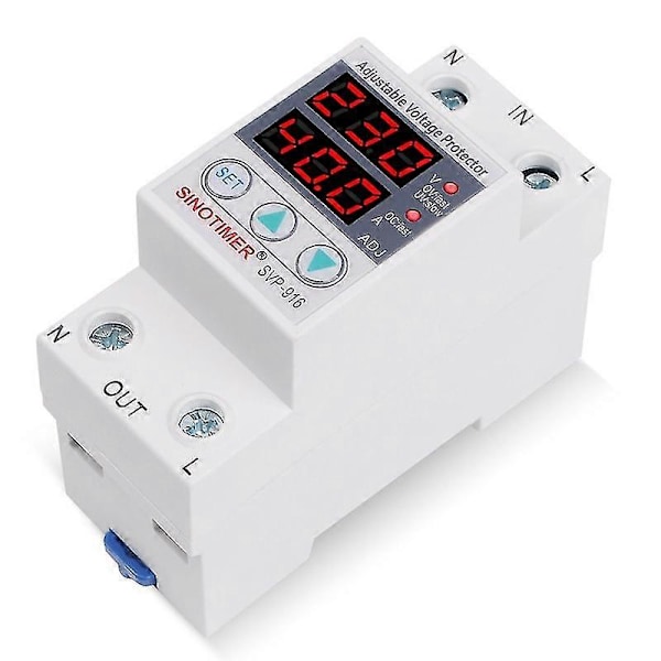 SVP-916 40A Överspänningsskydd Gränsström Dubbel Display Spänningsskydd 110V Automatisk Spänningsrelä