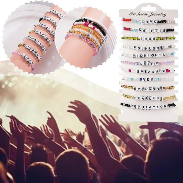 11 stk. Taylor Friendship Armbånd Swifties Tour Eras Koncertinspireret Armbånd