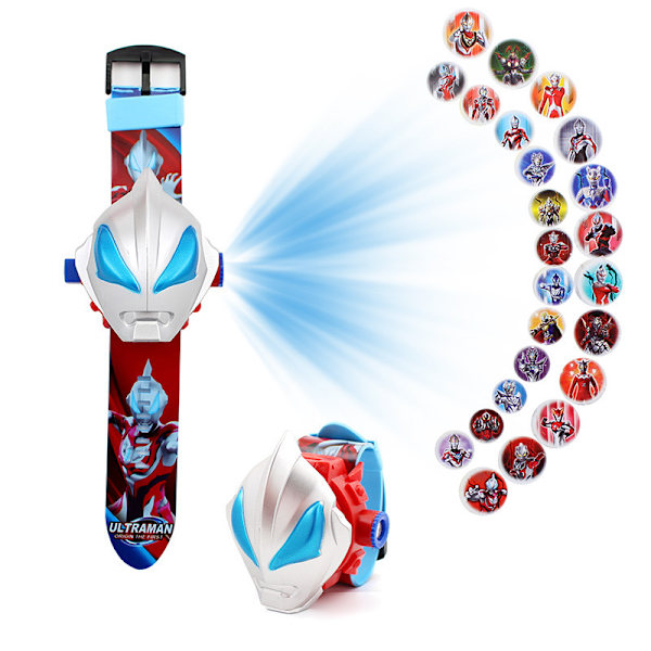 Ultraman-kelloprojektiokello projektori-toiminnolla, sarjakuva-käännettävä lelukello - 24 diaesityspeli