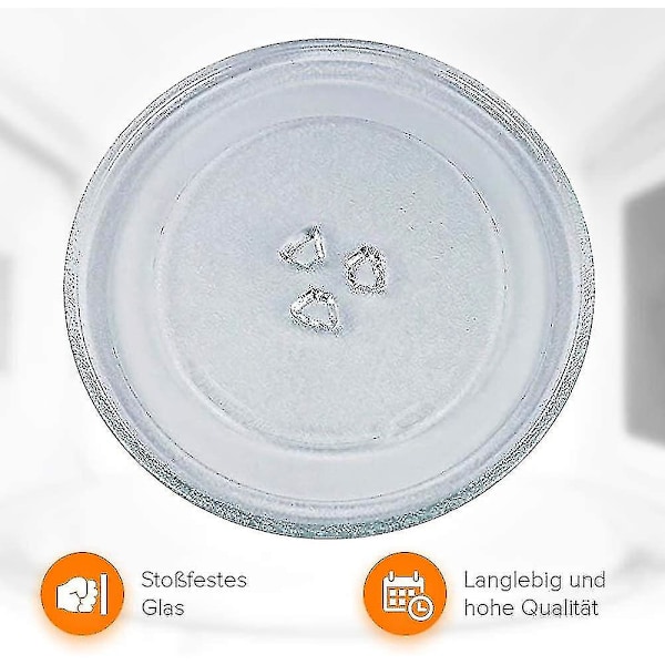 Universell mikrovågsugn tallrik i glas med 3 fästen, 24,5 cm