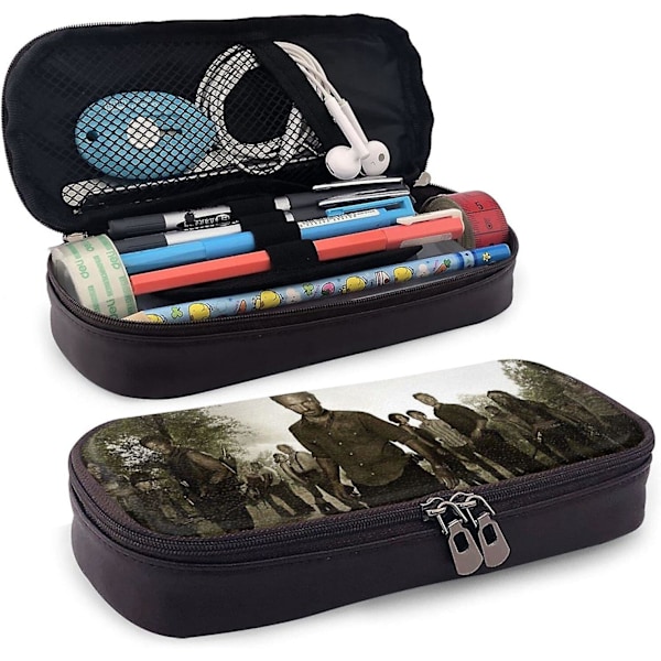 The Walking Dead Læder Penneætui Penneætui Stationery Taske Kontor Bærbar Opbevaringsboks Kosmetikæske Mappe bd003818