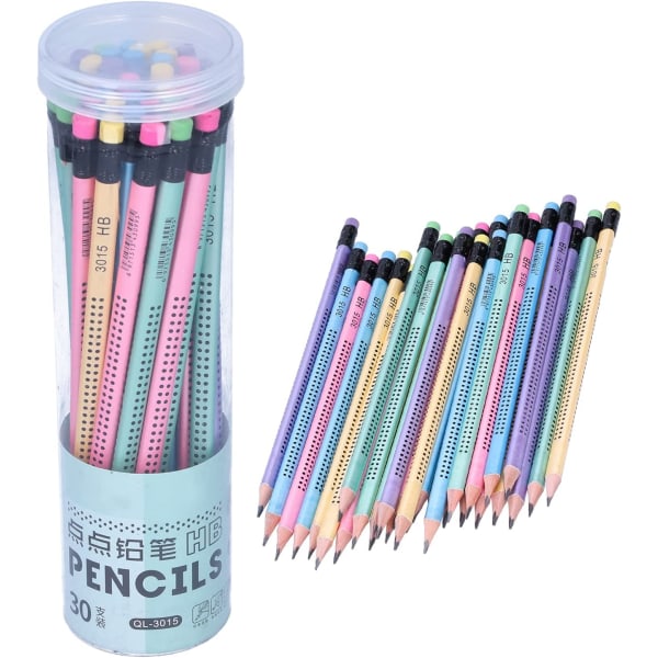 30 stk HB blyant skridsikker flerfarvet trekant stang blyant studerende skrive tegneværktøj HB blyant