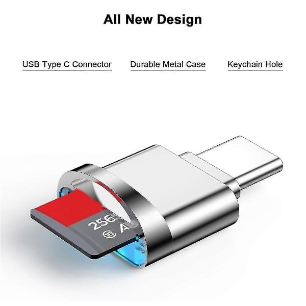 Micro-SD-kortlæseradapter, USBpe C til Micro-SD/TF-kortlæser Micro-SD-kortadapter tilpe-C,B