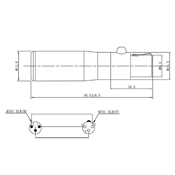 XLR Mini 3-stiftshane till 4-stiftshona ljudadapterkontakt Hi-Fi-signalkonverteradapter för