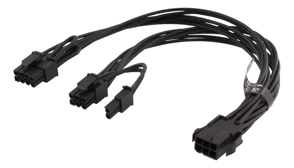 Intern PCIe strømkabel, 6-pin til 2x 8-pin, 0,3m, sort