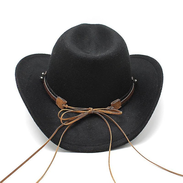 Western Cowboy Top Hat Filt Hat Black