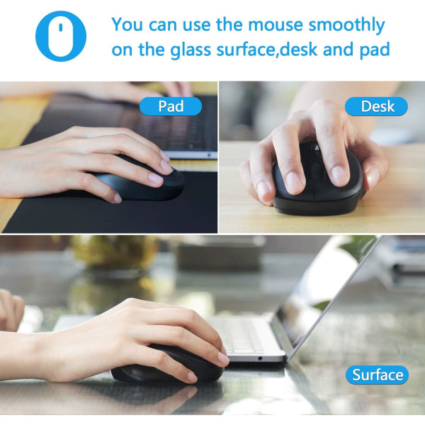 1 stk trådløs mus, 2,4G bærbar ergonomisk mus, trådløs mus for bærbare datamaskiner (svart)
