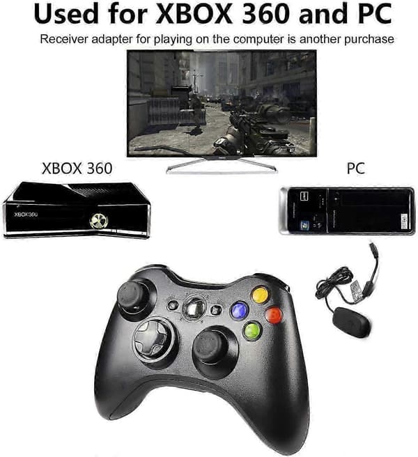 Xbox 360 trådløs controller sort