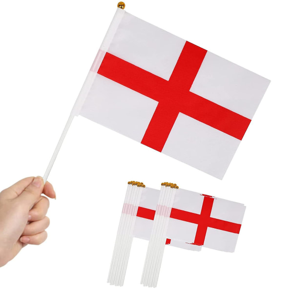 Crday 20 stk Small England Flagmini St Georges Flag On Stick With Polehand Held Gift