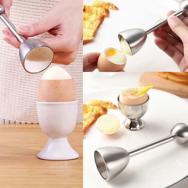 Eggåpner i stål, eggskallkutter, eggetopperåpner, ekstra stor 13,2 x 3,6 cm