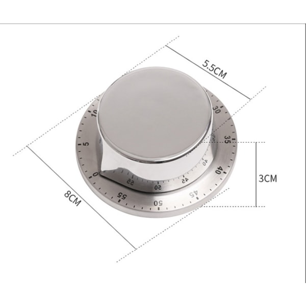 Mekanisk kjøkkenur med magnetisk base, 60 minutters nedtellingskjøkkenklokke,