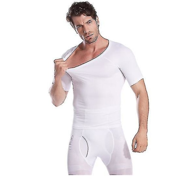 Body Shaper Shapewear slankevest for menn, slim termisk kompresjon for menn, elastisk kappevest størrelse Xl, hvit