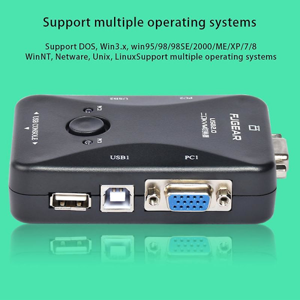 KVM-svitsj 1080P HD-lyddeling KVM-svitsj for USB-nøkkel Keyboard Mus Monitor Adapter