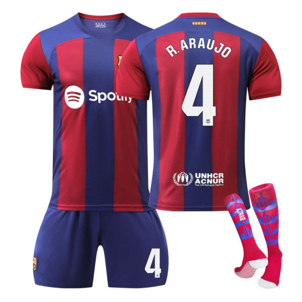 2324 Barcelona hjemmedrakt barn student voksen trening drakt sportsdrakt herre og dame fotballuniform NO.4 XS