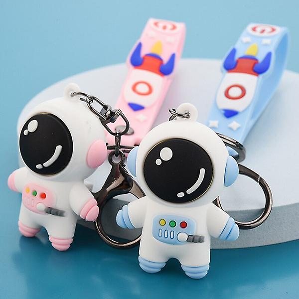 Creative Cute Cartoon Mobiltelefon Skolesekk Anheng Spaceman Couple Keychain