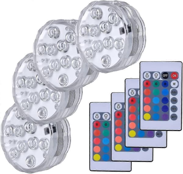 4 Stk. Undervands LED Lys, Vandtætte Undervands LED Lys