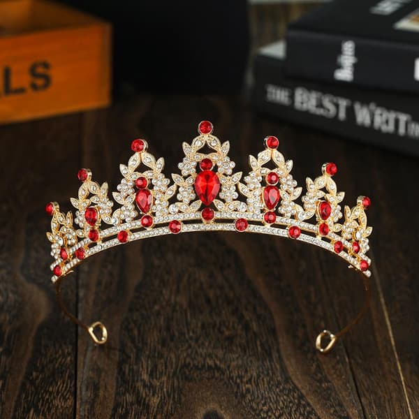 Kroneformet hårbånd, tilbehør til brudekjole, hvit krystallkrone-tiara, legeringskrone