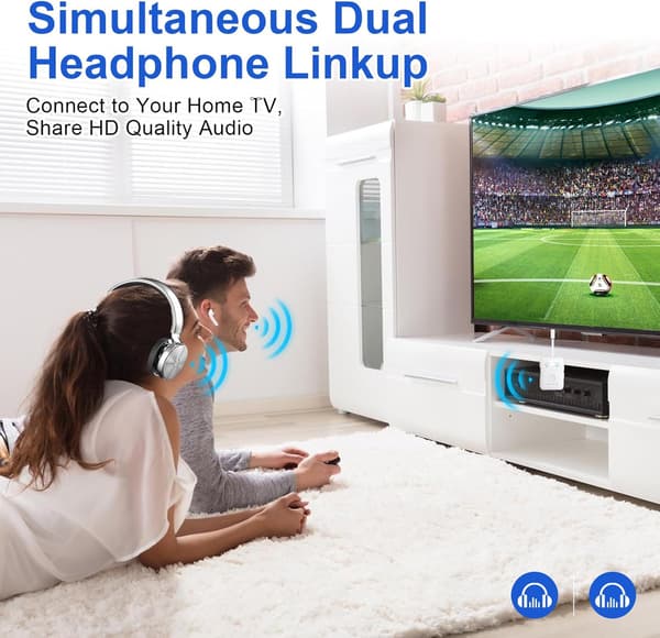 2025 Senaste Modell Premium Bluetooth 5.4 Sändare, Trådlös Adapter för Flygplan, Stöder 2 AirPods/Hörlurar, Bluetooth-sändare för
