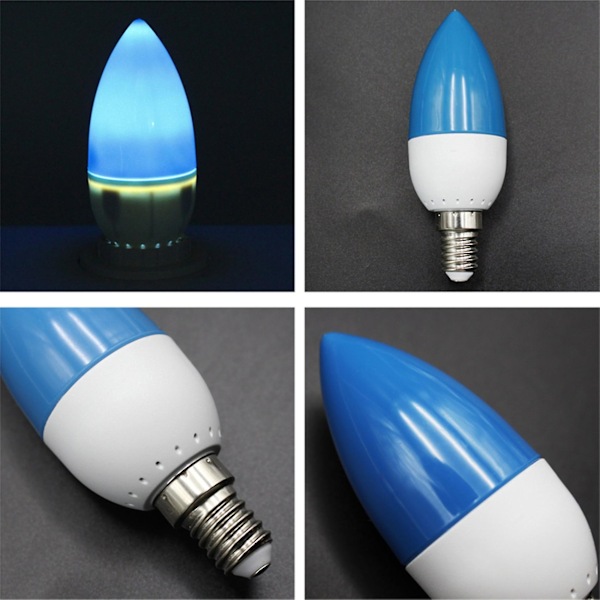 3x E14 LED Farvede Lyspære Spidser, Farvede Lys, Blå