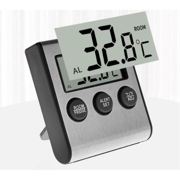 Jääkaapin lämpömittari Jääkaapin lämpötilan reaaliaikainen valvontahälytys-musta