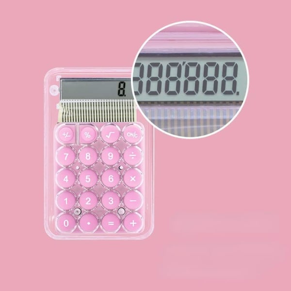 Transparent kalkulator Bærbar student standardkalkulator (rosa)