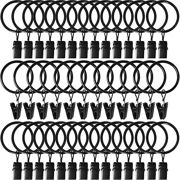 40-pack Gardinringar med Klämmor, Draperiklämmor med Ringar, Hängare Gardinringar 1,26 Tum Inre Diameter, Passar upp till 1 Tum Gardinstång, Vintage