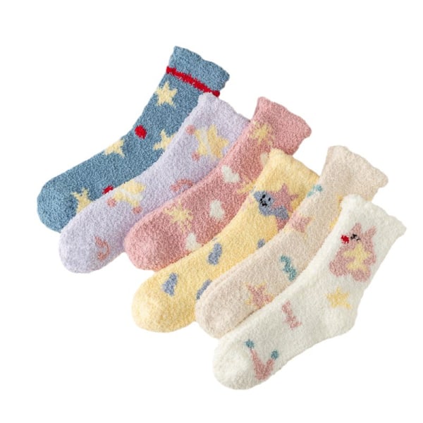 Søte sokker for kvinner, vintervarme, fluffy sokker, tykke, myke hjemmesokker, julegave til kvinner, sokker til sengs