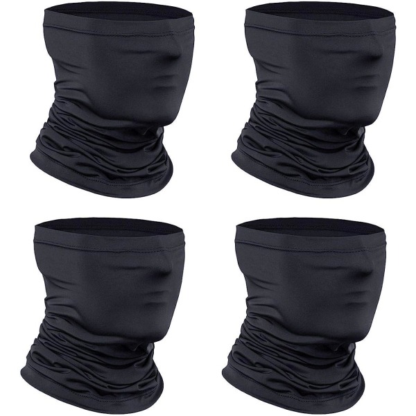 [4-pack] Halsduk med halsduk, turban som andas, cover för ansiktet, kylande nackleggings ridning (svart)