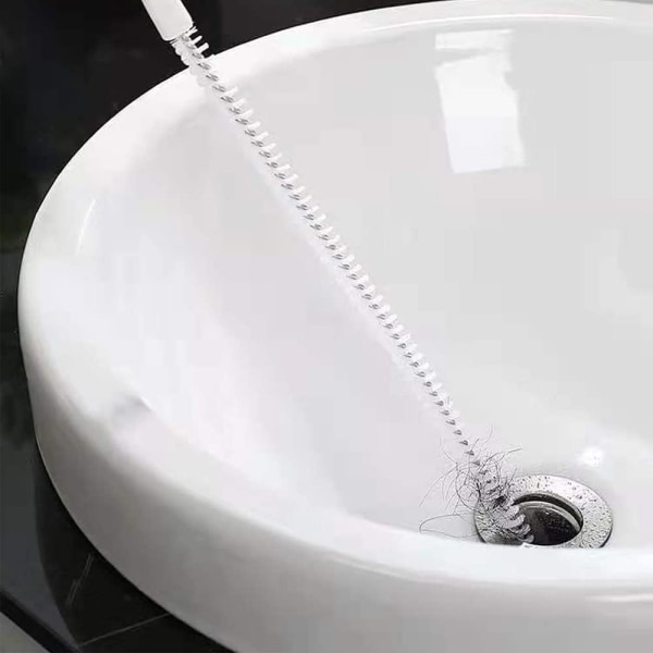2 stycken tvättborste för rengöring av avlopp Flexibel avloppshårfångare Borste för täppning av täppa till tvättställ (2 stycken)