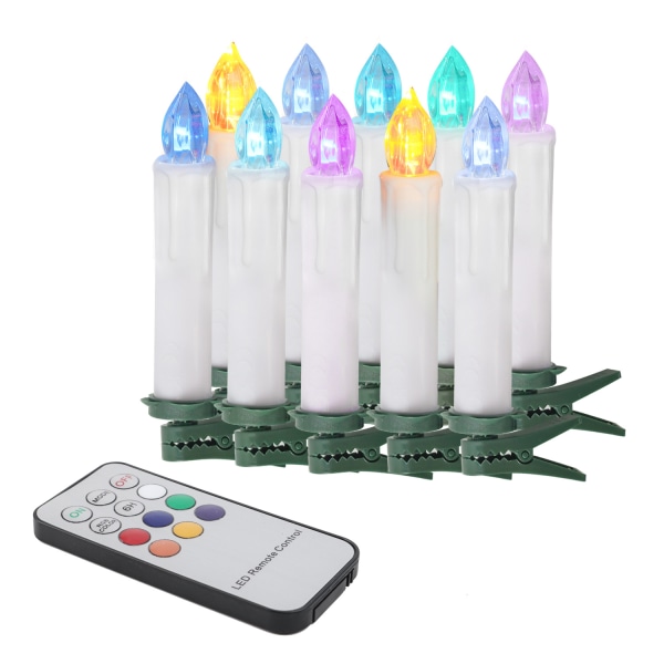 Valaistu jouluseppele 10 kiinnitettävää kynttilää, 12-painikkeinen kaukosäädin - seitsemän väriä
