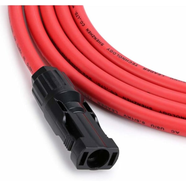 2 x PV forlængerledninger, pv1 - f 6.0mm², 4M/kabel, mc4 stik IP67, 14awg (sort + rød),