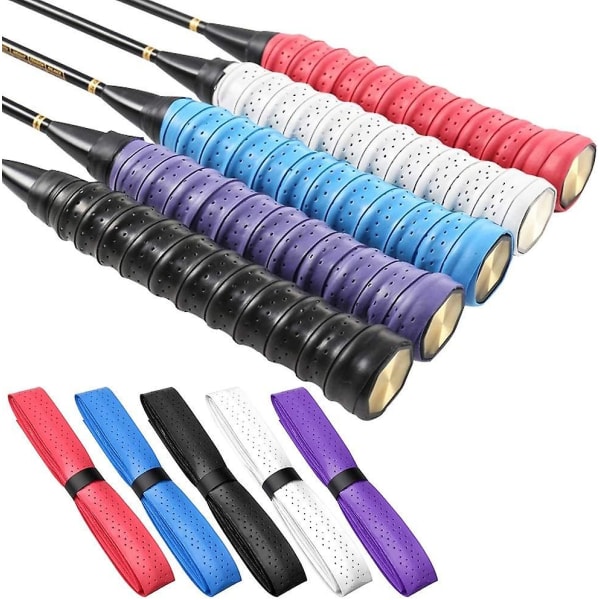 5 stk Ketsjergreb, badminton Tennis Over Grip Tape Åndbare huller Super Absorberende Anti Slip (5 farver)