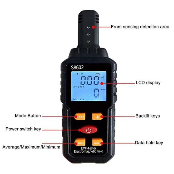 Digital EMF-måler Elektromagnetisk Strålingsdetektor Strålingsdosimeter Tester