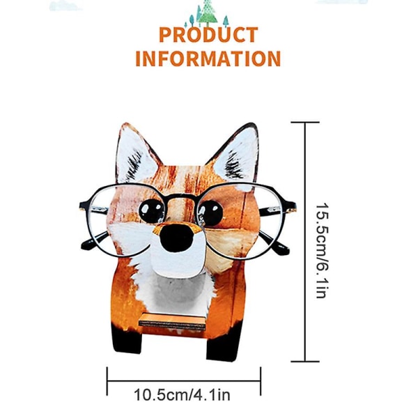 Trä Djurglasögonhållare Tecknad Fox Glasögonställ Personlig skrivbordsprydnad för hemmet