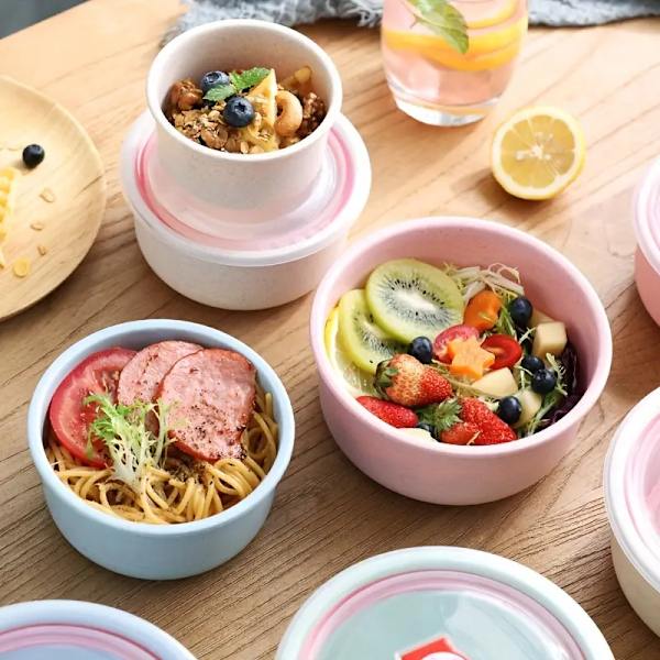 Sæt med 3 lufttætte madbeholdere - Tæt, holdbar plast, frisk design - Perfekt til picnic, udendørsaktiviteter og studiebolig