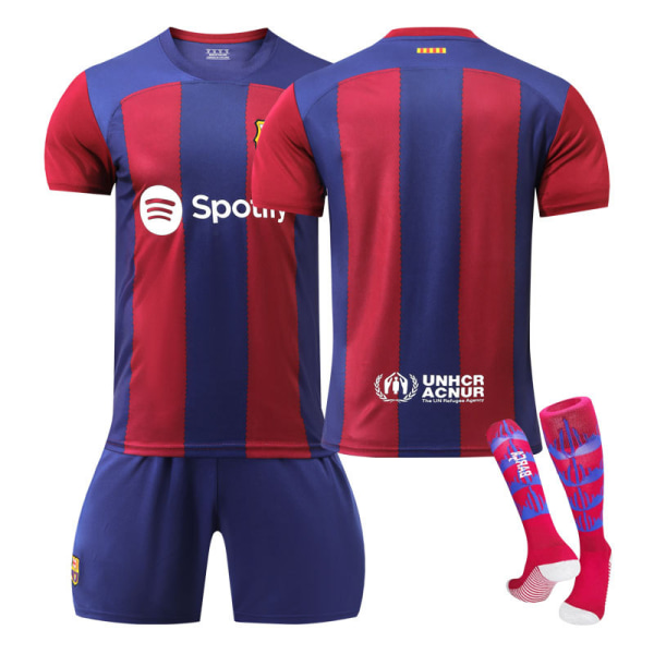 2324 Barcelona hjemmedrakt barn student voksen trening drakt sportsdrakt herre og dame fotballuniform No number 3XL