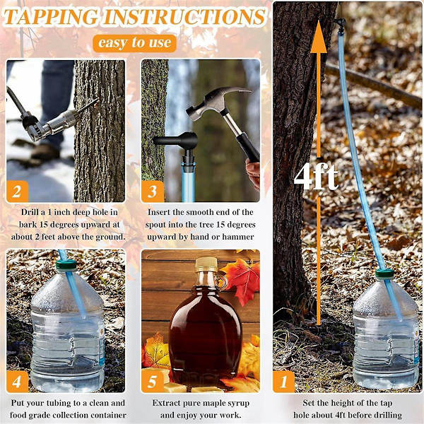 Ahornsirup Tapping Kit Ahornzapfhahn und Lebensmitteltauglicher Tropfer Extraktor 13-teilig