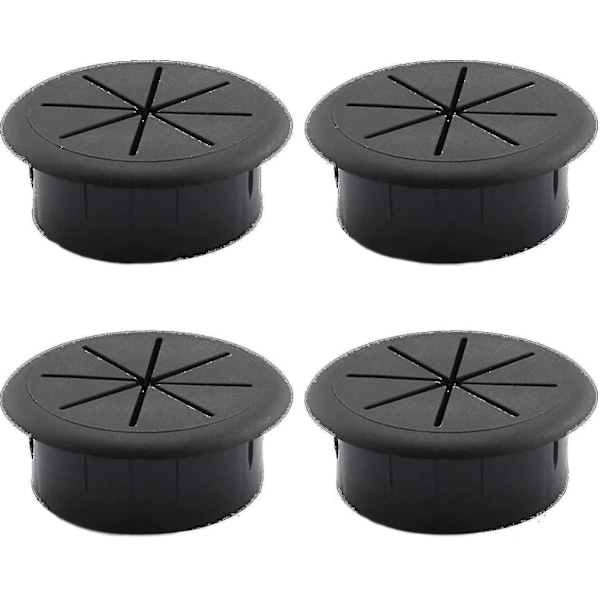 4pcs Cable Thread Cover Table Cable Pass-through Desk Table Round Cable Cover For Office Furniture Table Computer Desk Black