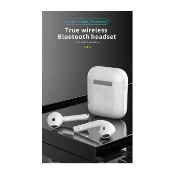 2023 Original i12 Tws Stereo Wireless 5.0 Bluetooth In-Ear-hörlurar med iPhone- case (Vit)
