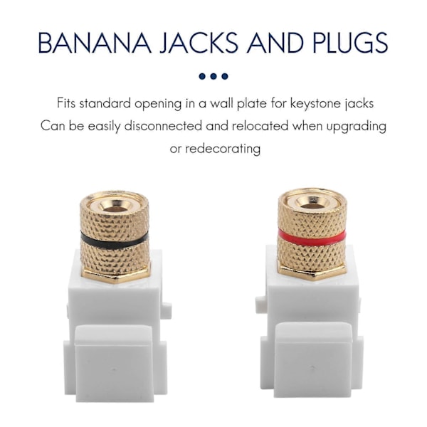 Højttaler Post Snap-in Banan Keystone Jack - Hvid, 10 stk