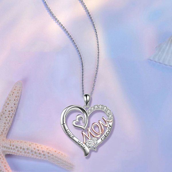 Present till mamma (dubbelt kärlekssmycke i silver) - Julklapp till mamma, födelsedagspresent till mamma | Mors dag-present till dotter och son Smycken G