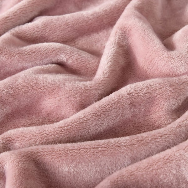 Flanell-slängfilt - Mjuk och mysig varm filt med Pompom-fransar för bäddsoffa Soffstol, 100x150 cm, (Rosa)