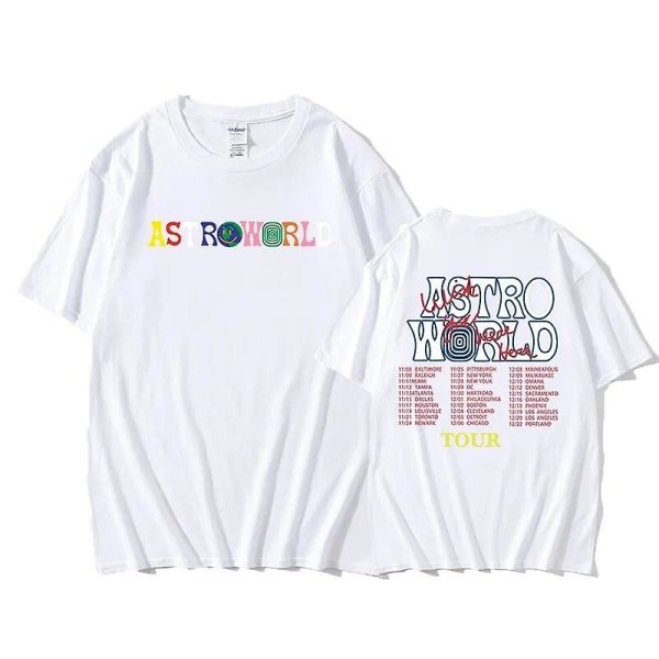 Herre Oversized T-skjorte Herre Dame1:1-bokstavtrykk T-skjorter Hip Hop Streetwear Kanye West Astroworld T-skjorte white XS