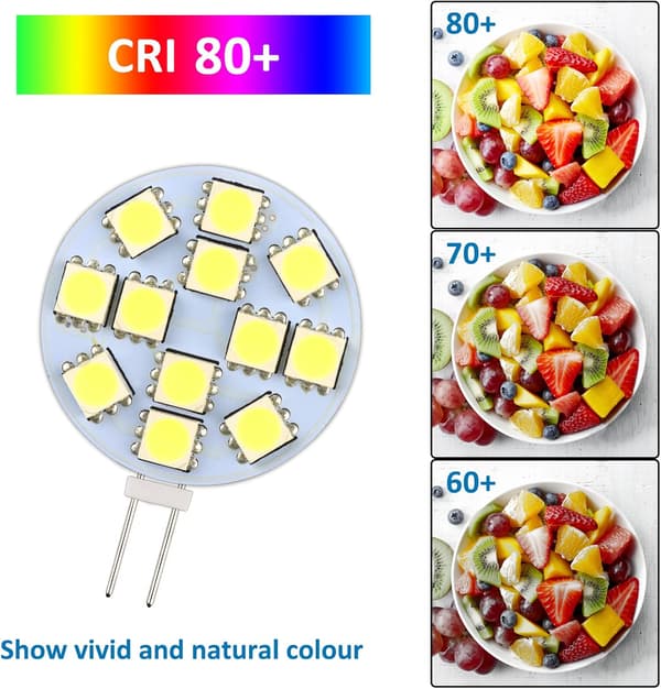 2W G4 LED-lampa, AC/DC12V, varmvit, 20w halogen, 6-pack YIY