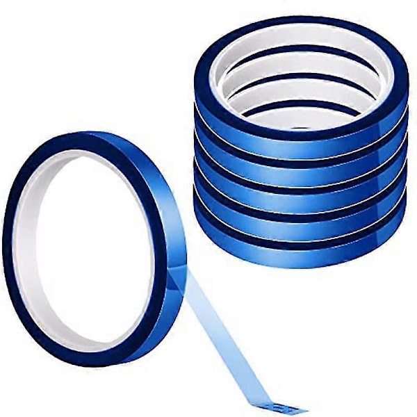 6 Ruller Varmetape for Sublimering, Varmebestandig Tape Sett for Elektronikk Håndverk 10mmx108Ft (33M),