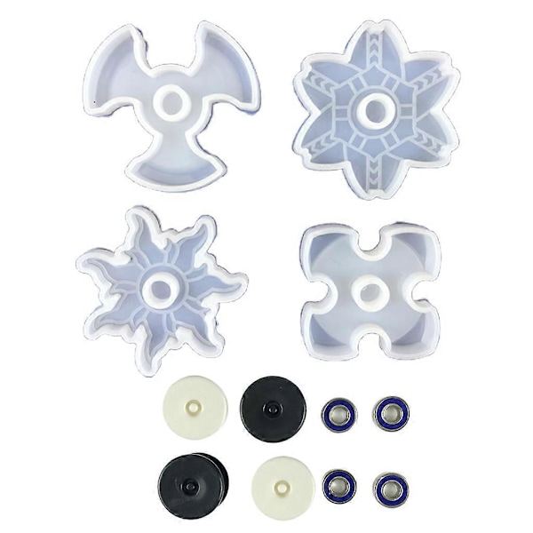 4 stk. Angstlindrende Hånd Finger Fidget Spinner Legetøj Resin Form Silikoneform